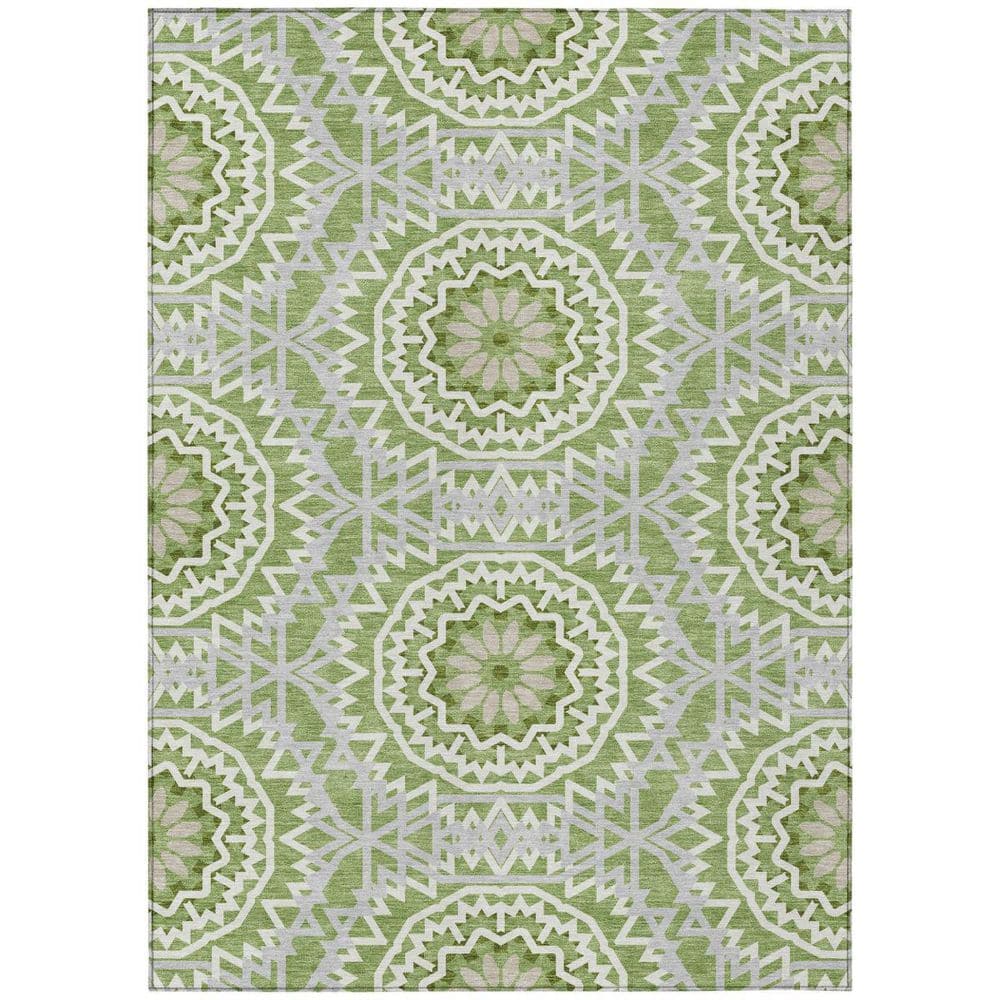 HomeRoots Olive Green, Ivory 5 ft. x 8 ft. Woven Floral, Medallion ...