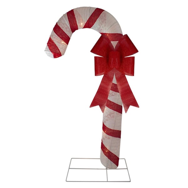 Pre-Lit Striped Candy Cane with Bow Christmas Outdoor Commercial Decoration-8 ft.