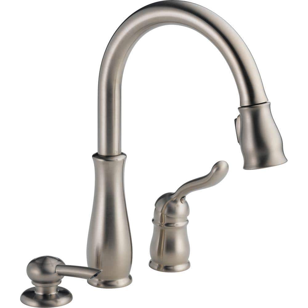 Delta Leland Single-Handle Pull-Down Sprayer Kitchen Faucet with Soap Dispenser and MagnaTite Docking in Stainless -  978-SSSD-DST