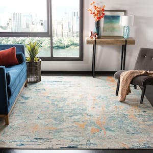 Madison Light Blue/Beige 10 ft. x 14 ft. Geometric Abstract Area Rug