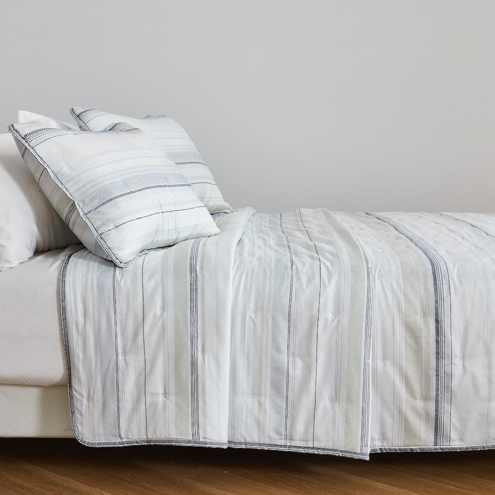 Dot Stitched Quilt Set With Shams (Full / Queen, Striped) price history on PriceWatchPro
