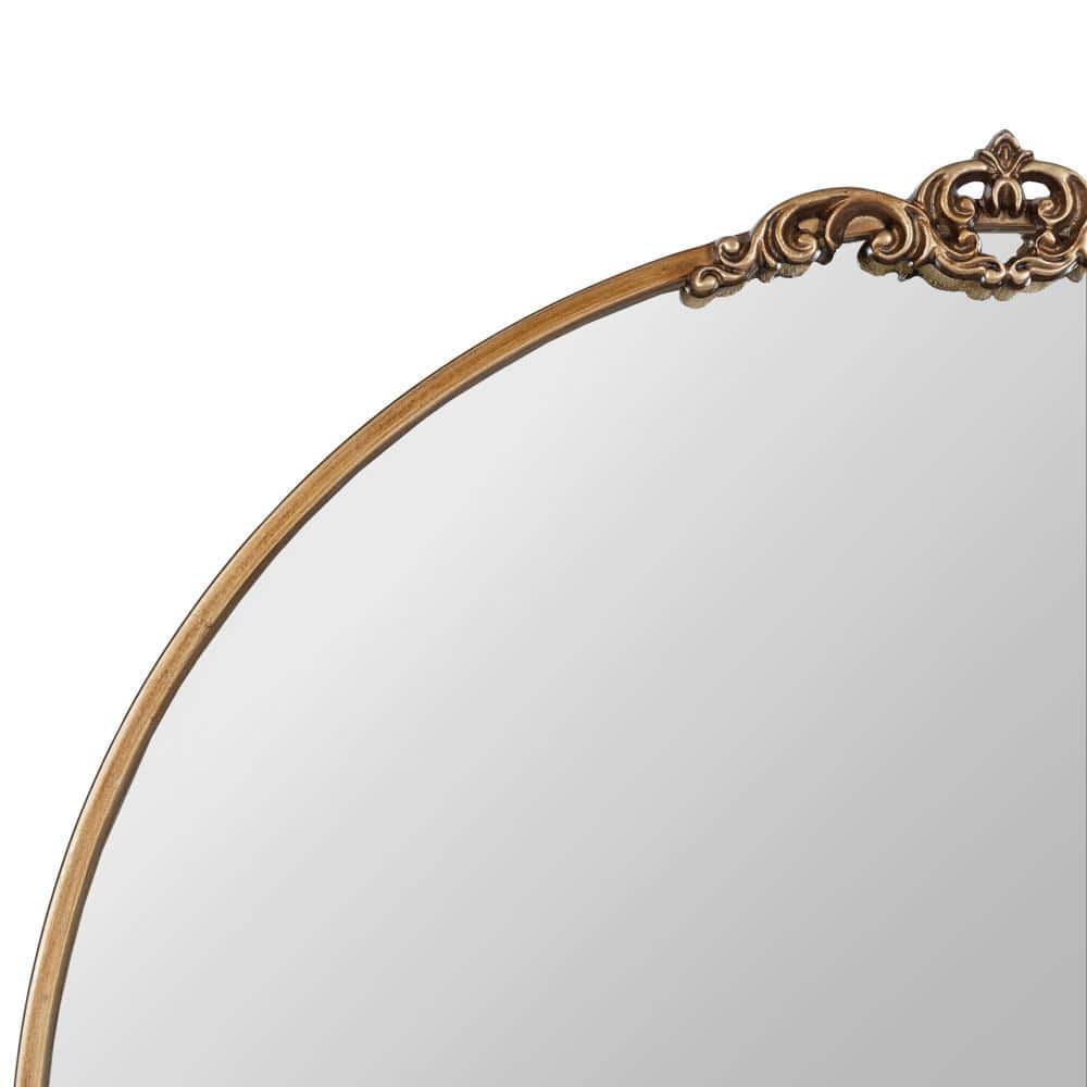 Myrcelle Antique Gold Arched Wall Mirror with Garland Details