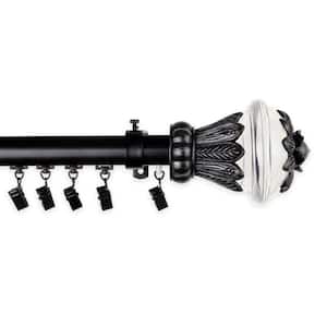 28 in. - 48 in. Telescoping Traverse Curtain Rod Kit in Black with Paradise Finial
