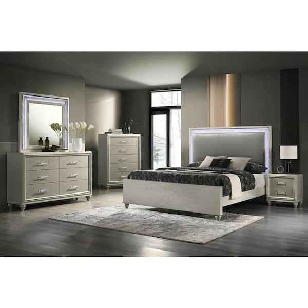 New Classic Furniture Lumina 5-Piece Gray King Wood Bedroom Set (Bed/Dresser/Mirror/Chest/Nightstand)