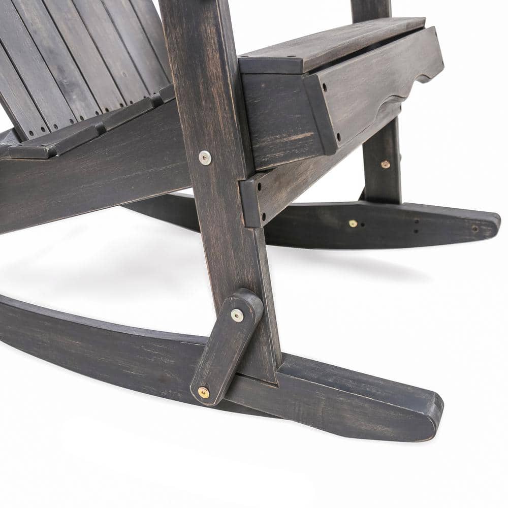 Dark Grey Acacia Wood Adirondack Rocking Chair with Arms