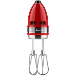 7-Speed Empire Red Hand Mixer with Beater and Whisk Attachments
