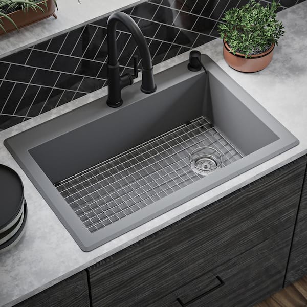 Karran QT-670 Quartz/Granite 33 in. Single Bowl Top Mount Drop-In