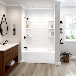 60 in. W x 80 in. H Polystyrene Glue-Up Tub Wall and Shower Surround in Classic Subway Pattern