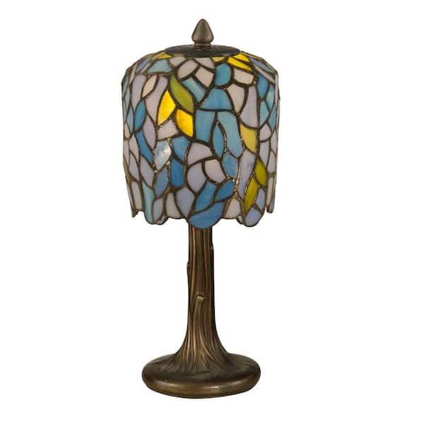 Dale Tiffany 13 in. Dark Antique Bronze Wisteria Art Glass Mini Lamp