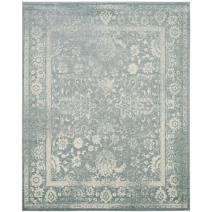 ADirondack Slate/Ivory 10 ft. x 14 ft. Border Distressed Area Rug