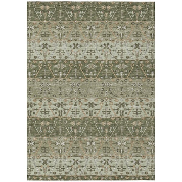 Chantille Machine Washable Indoor/Outdoor Abstract ACN2858 Olive 10 ft. x 14 ft. Area Rug