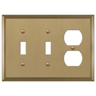 Rhodes 3 Gang 2-Toggle and 1-Duplex Metal Wall Plate - Brushed Bronze