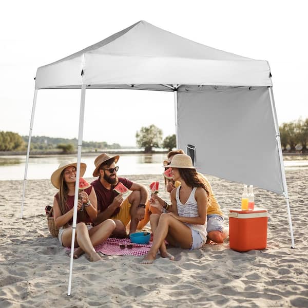 Karl home 6 ft. x 6 ft. White Folding Canopy with Backpack