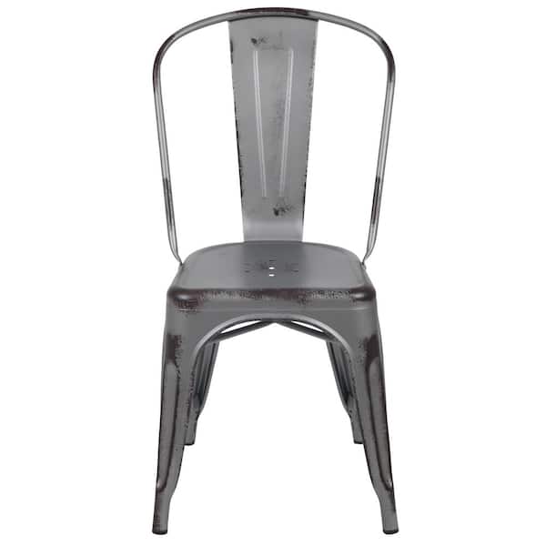 Carnegy Avenue Metal Indoor Outdoor Dining Chair in Silver