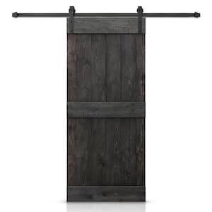 42 in. x 84 in. Distressed Mid-Bar Series Charcoal Black Stained DIY Wood Interior Sliding Barn Door with Hardware Kit