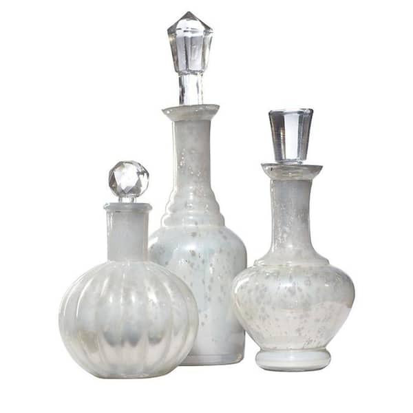 IMAX Curran Silver Glass Bottles (Set of 3)