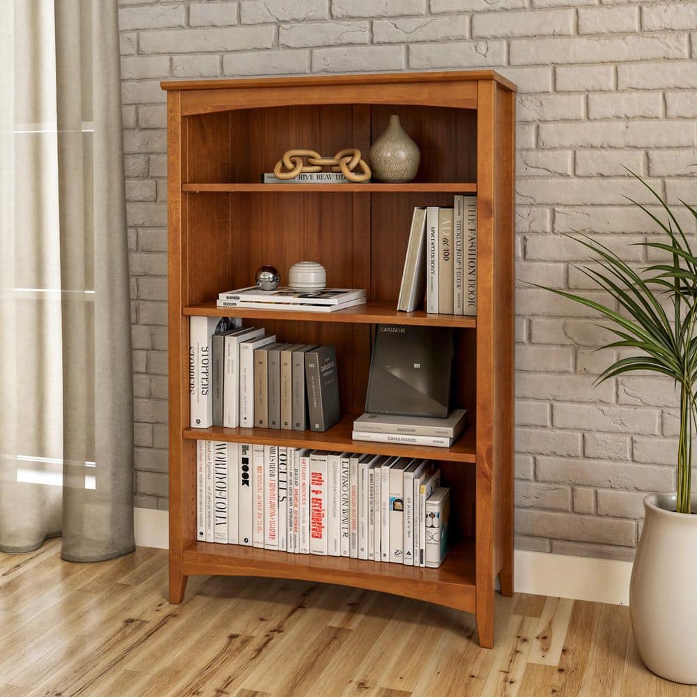 Cherry 48" Adjustable Solid Wood Shaker Bookcase