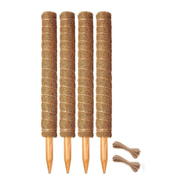 18 in. Stackable Moss Poles, Coir Totem Plant Support Stakes Stand for Climbing Plants Indoor (4-Pack)