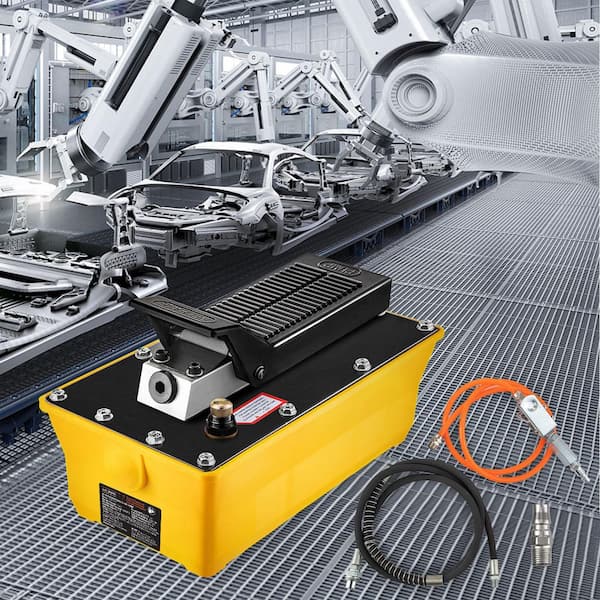 Air Hydraulic Pump, 10,000 PSI Hydraulic Foot Pump, 0.6 Gal. Reservoir Foot Operated Air/Hydraulic Pump, with Hose