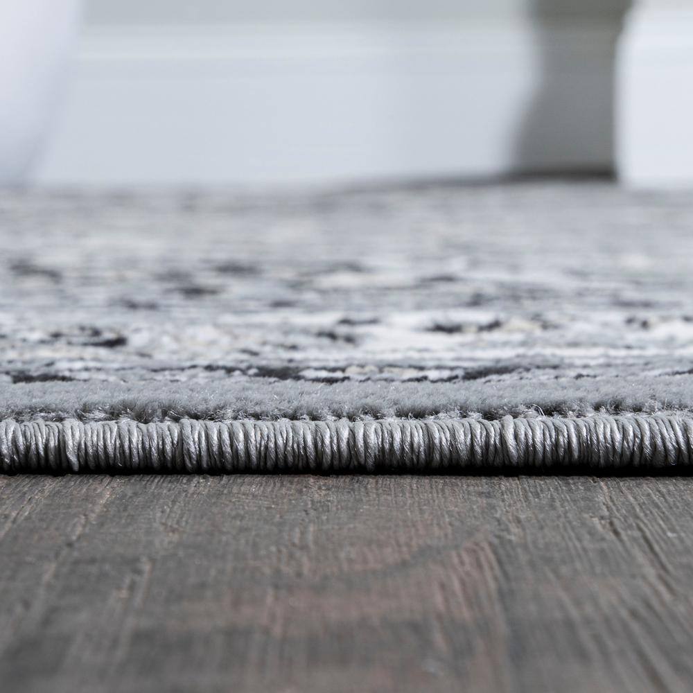 Gray and Ivory Medallion Synthetic 8' x 10' Area Rug