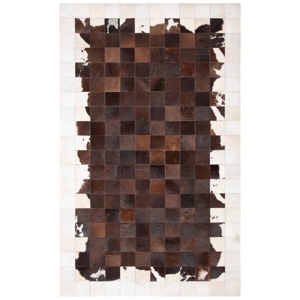 SAFAVIEH Studio Leather Ivory Brown 4 ft. x 6 ft. Animal Print Area Rug