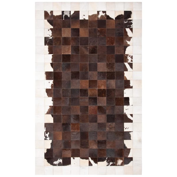 SAFAVIEH Studio Leather Ivory Brown 5 ft. x 8 ft. Animal Print Area Rug