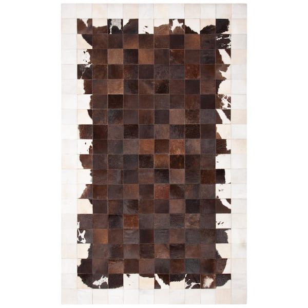 SAFAVIEH Studio Leather Ivory Brown 5 ft. x 8 ft. Animal Print Area Rug