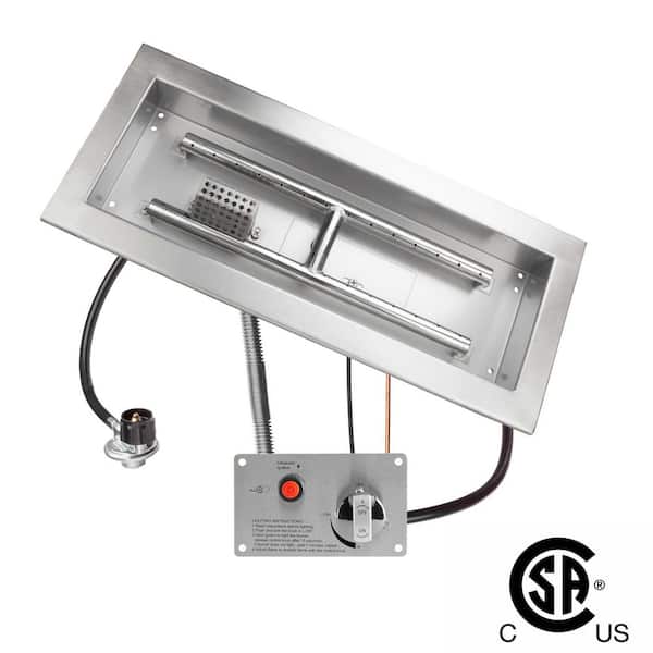 18" x 6" CSA Certified Fire Pit Burner Kit, Stainless Steel, Propane, Electronic Ignition