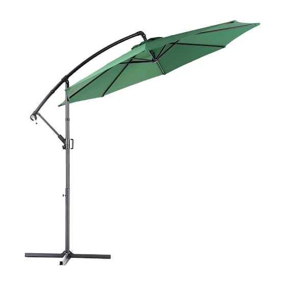 10 ft. Steel Cantilever Tilt Patio Umbrella in Dark Green