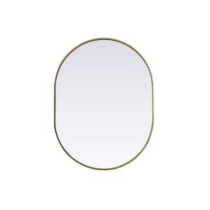 Simply Living 40 in. W x 30 in. H Oval Metal Framed Brass Mirror