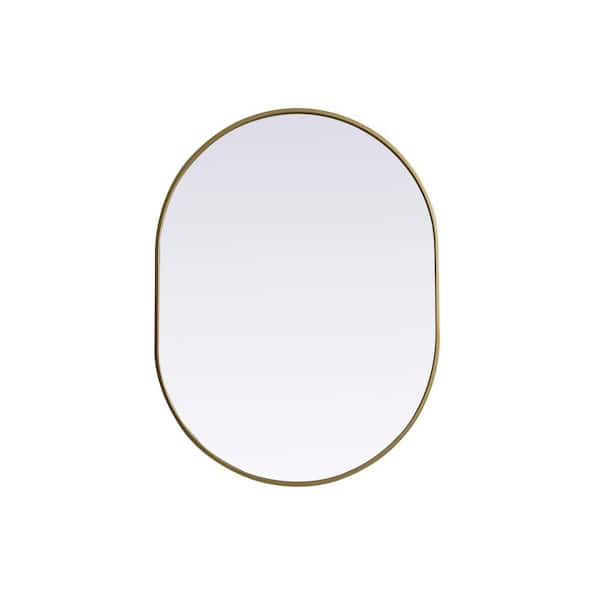 Unbranded Simply Living 30 in. W x 40 in. H Oval Metal Framed Brass Mirror