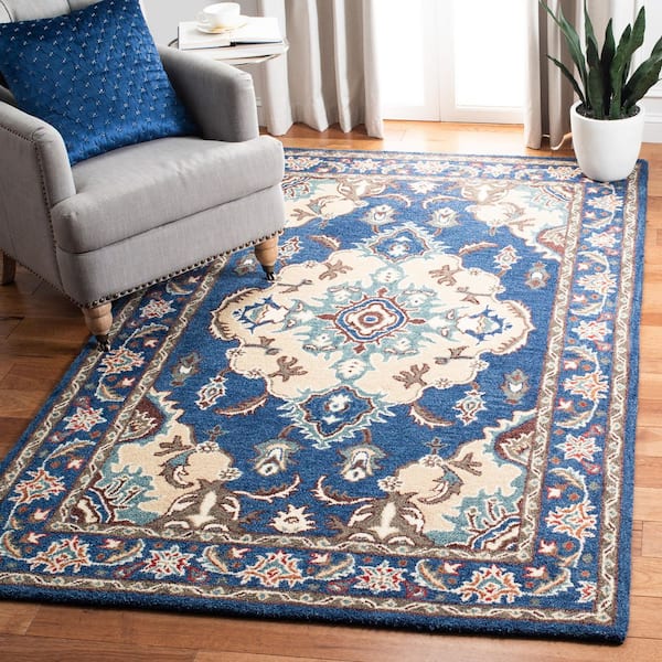Antiquity 4 ft. x 6 ft. Blue/Ivory Traditional Medallion Area Rug