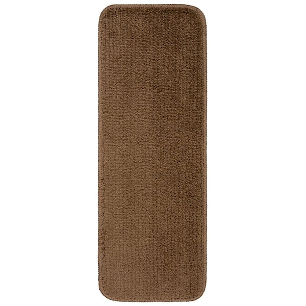 Ottomanson Softy Collection Brown 9 in. x 26 in. Non-Slip Stair Tread Cover (Set of 13)