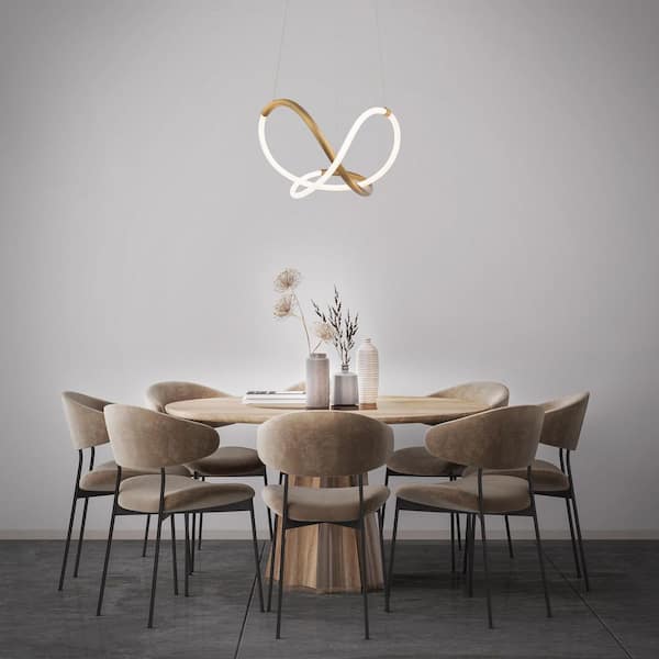 Solo 24 in. 1-Light Dimmable Integrated LED Aged Brass Chandelier