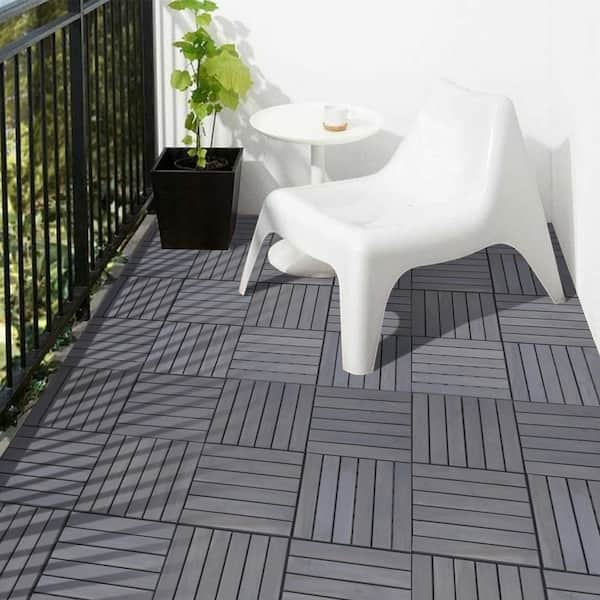 12 in. x 12 in. Wood Premium Interlocking Deck Tiles,Mold-Resistant and DIY Installation for Patio in Brown (Pack of 10)