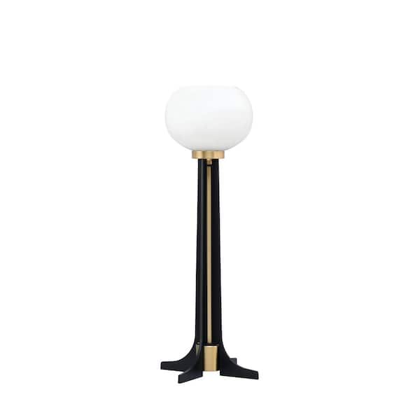 Unbranded Delgado 22 in. Matte Black & New Age Brass Accent Lamp White Muslin Glass Shade