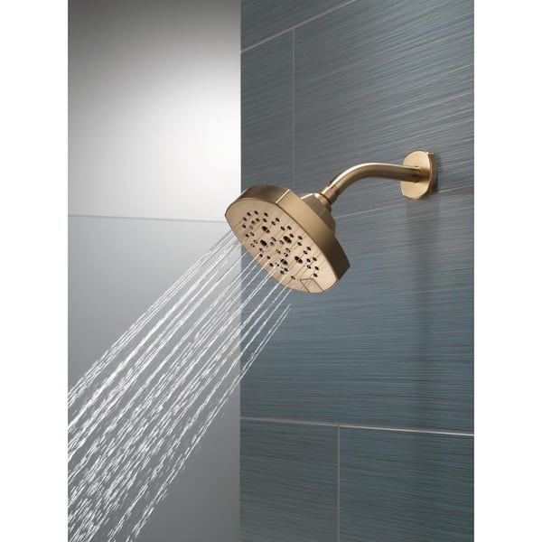 Stryke Gold 5-Spray Patterns 1.75 GPM 6 in. Wall Mount Fixed Shower Head with H2Okinetic in Champagne Bronze