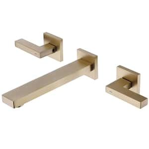 2-Handle Wall Mounted Bathroom Faucet Roman Tub Faucet in. Brushed Gold