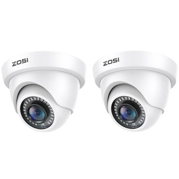 2Pcs 2MP Hardwired Hybrid 4 in 1 TVI CVI AHD CVBS Security Camera Outdoor For 960H,720P,1080P,5MP,4K analog DVR - White
