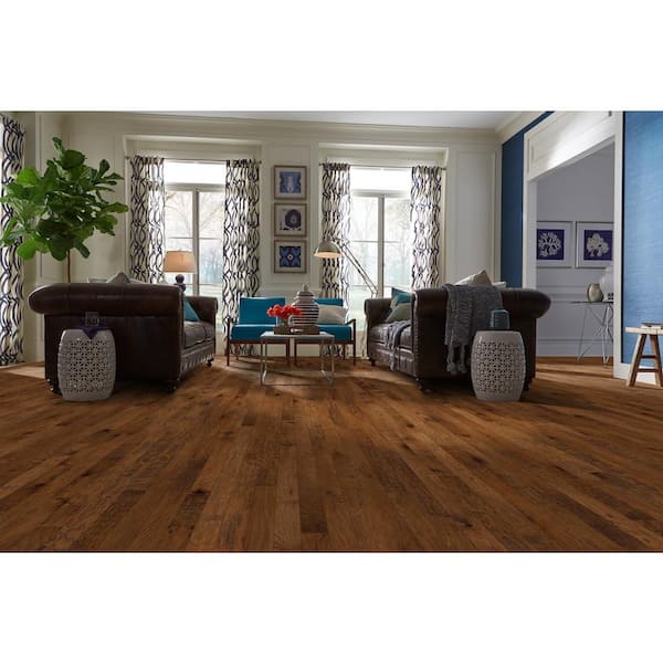 Western Espresso Hickory 3/8 In. T X 5 in. W Tongue and Groove Scraped Engineered Hardwood Flooring (23.66 sq.ft./case)