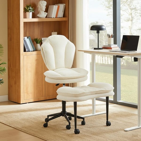 Office Star Products White Armless Mid Back Manager's Faux Leather