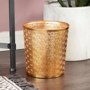 Gold Stackable Geometric Small Waste Bin with Laser Carved Design