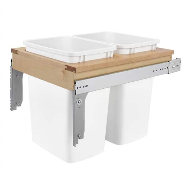 White Double Pull Out Top Mount Trash Can 35 qt.