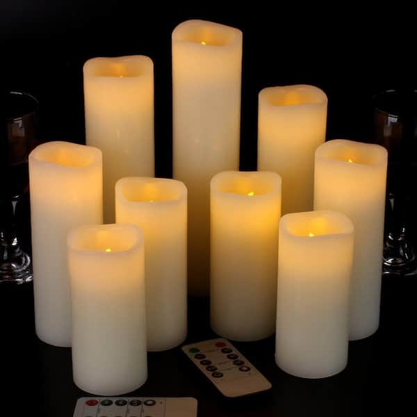 4 in. 5 in. 6 in. 7 in. 8 in. 9 in. Set of 9 Ivory Flameless Candles