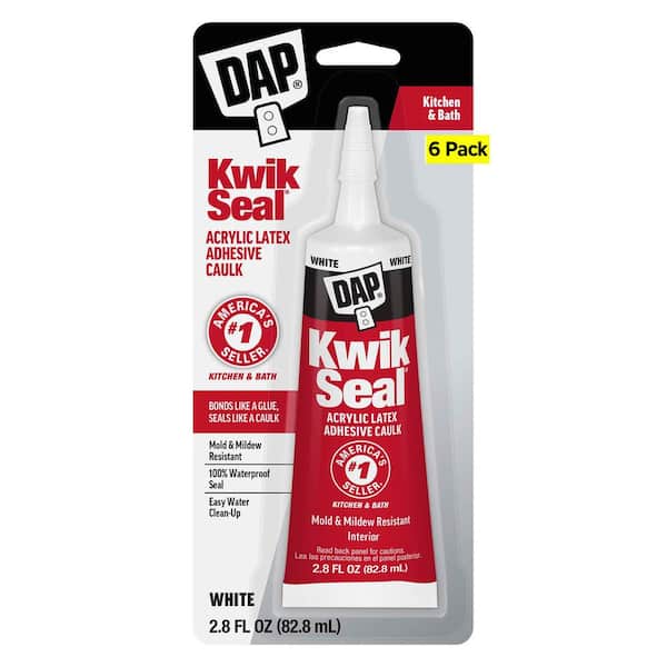 Kwik Seal 2.8 oz. White Kitchen and Bath Adhesive Caulk (6-Pack)