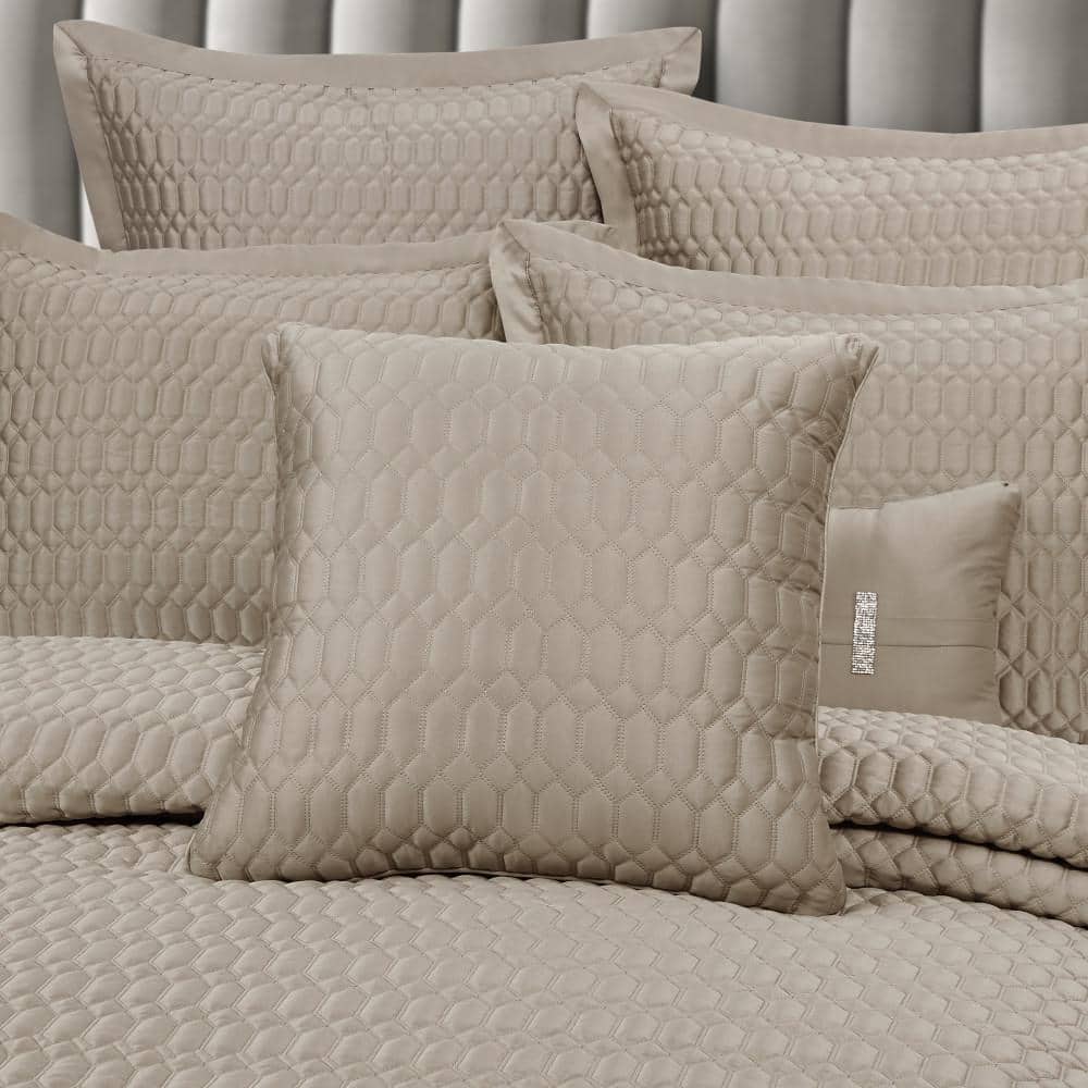 Pebble Satin Quilted 20" Square Decorative Throw Pillow