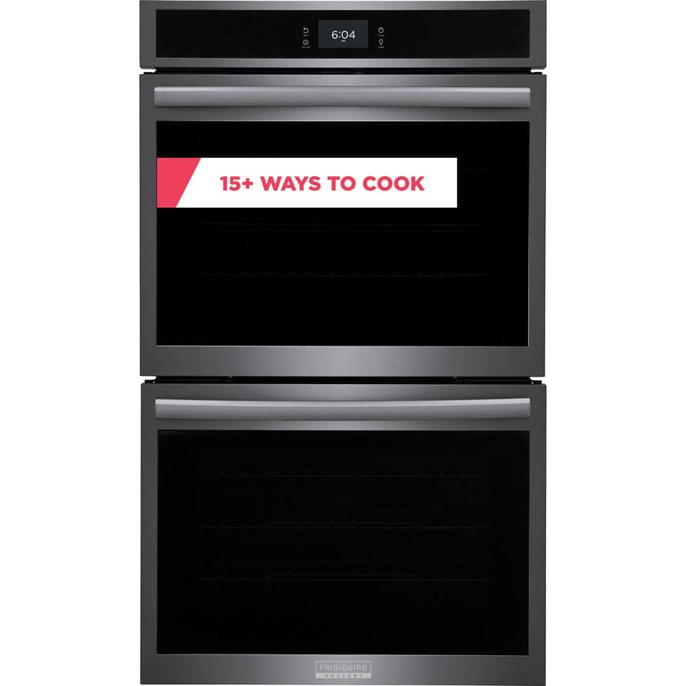 Gallery 30 in. Double Electric Built-In Wall Oven with Total Convection in Smudge-Proof Black Stainless Steel