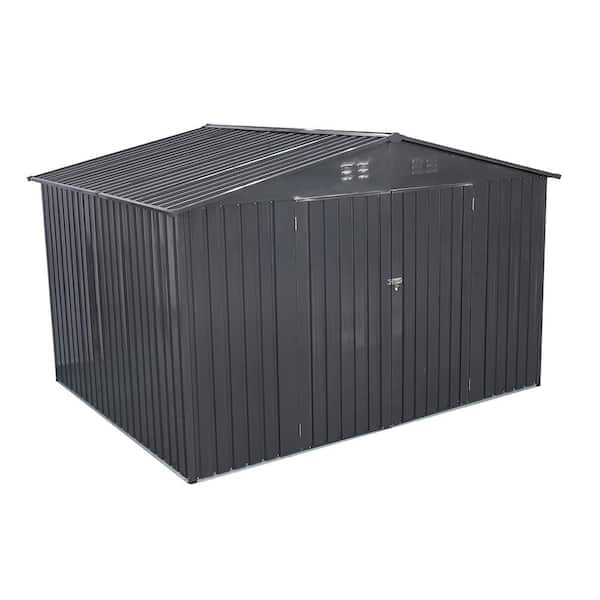 Siavonce 8 ft. W x 10 ft. D Metal Shed Anti-Corrosion Utility Tool House with Lockable Door and Shutter Vents (80 sq. ft.)