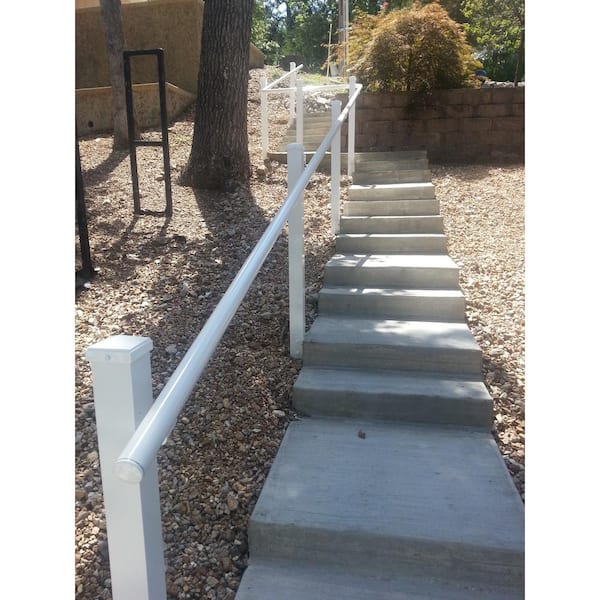 EZ Handrail 8 ft. x 1.9 in. White Aluminum Round ADA Handrail