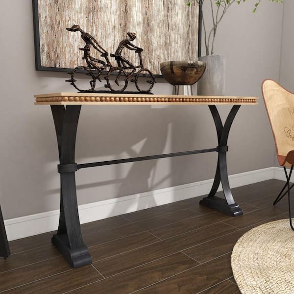Black iron sofa table discount